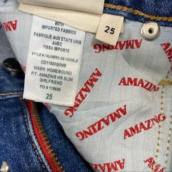 AO.LA Amazing High Rise Slim Girlfriend Studded Jeans in Homebound Wash Size 25 - Picture 8 of 8